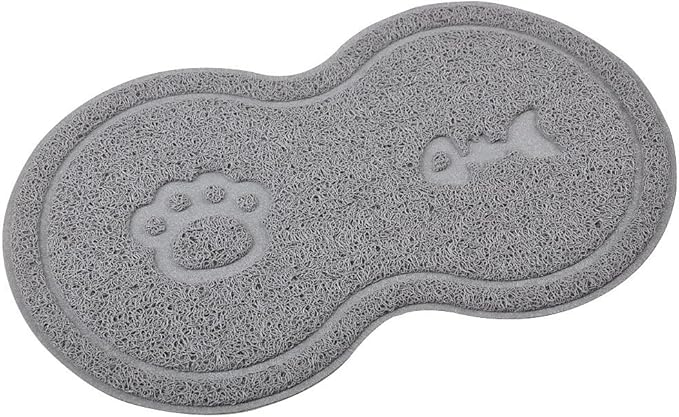 8-Shaped Small Cat Litter Box Debris Catcher Mat,18x10 Inches (Gray)