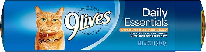 9Lives Daily Essentials Dry Cat Food With Chicken, Beef & Salmon Flavors, 20 lb Bag