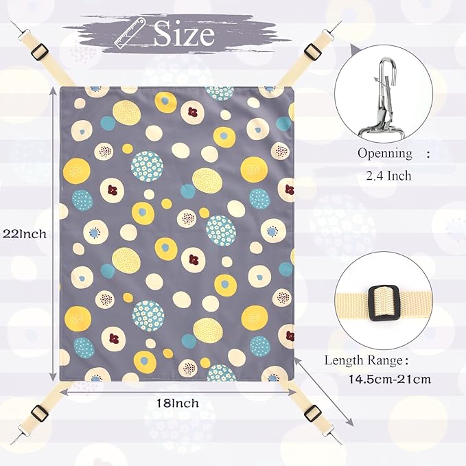 Cat Hammock Bed Cool Summer Hanging Adjustable Pet Hammock Bed for Cats/Small Dogs/Rabbits/Other Small Animals (Grey)