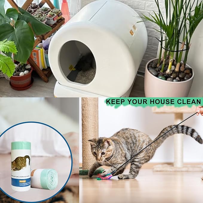 100 Count Cat Litter Liner Bags Compatible with MW-SC01/MW-SC02/MW-LR01 Self-Cleaning Automatic Cat Litter Box, Thick Heavy Duty Drawstring Replacement Waste Drawer Liners-18" x 12.6"