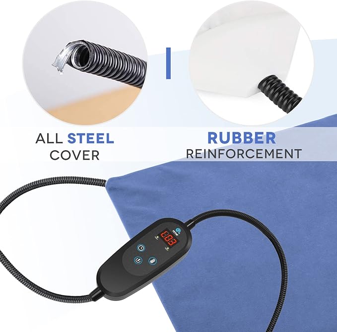 Pet Heating Pad Temperature Adjustment Dog Heating Pad Anti-bite Puppy Heating Pad with Timer Cat Heating Pad Indoor Waterproof Pet Warming Pad Electric Heated Bed Mat Dog