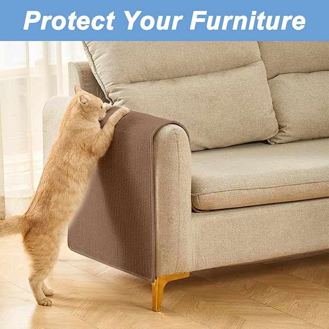 Cat Wall Climbing Carpet, Cat Wall Scratcher Mat Pad Rug, 71" X 25.6" Thickened Extra Large Size, Furniture Couch Sofa Protector Scratching Post with Fixed Nails Double Sided Strong Sticky Tape Brown