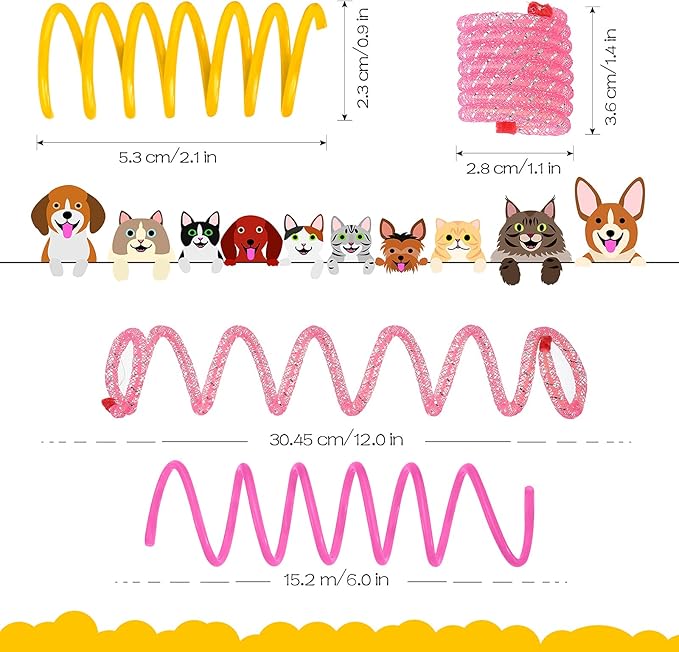 30 Pieces Cat Springs Cat Spiral Toys Cat Fetch Chew Toy Kitten Pet Plastic Coil Spiral Springs for Kitten Bouncing Play Training, 2 Styles