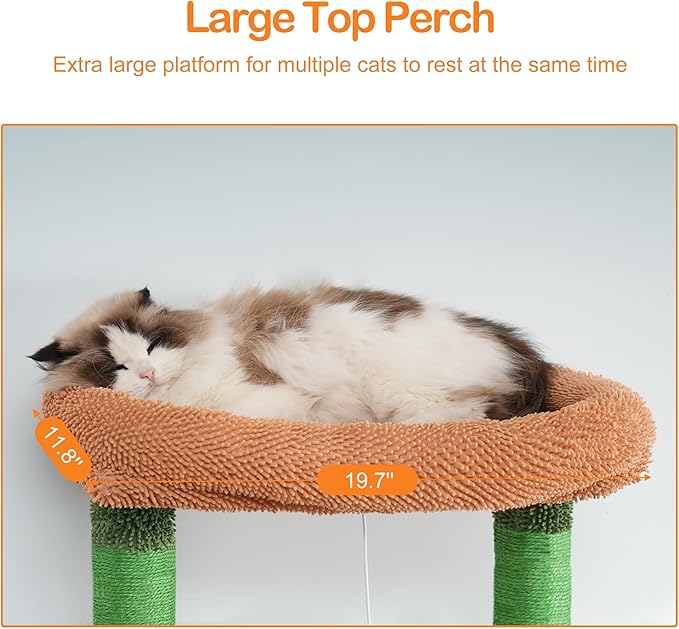 Heybly Cat Tree, 68 inch Multi-Level Cat Tower for Indoor Cats, 2 Widened Plush Perches Cat Condo with Scratching Board and Big Caves, HCT025CA