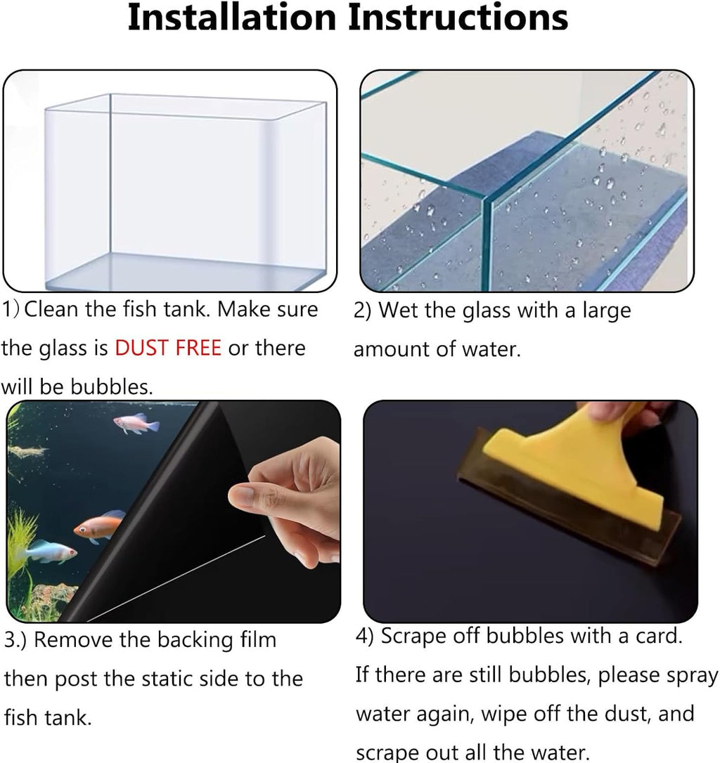 Fish Tank Aquarium Background - Black, Electrostatic Adhesion, Glue-Free, Easy Installation, Traceless Removal, Size 15.7 X 39 Inch