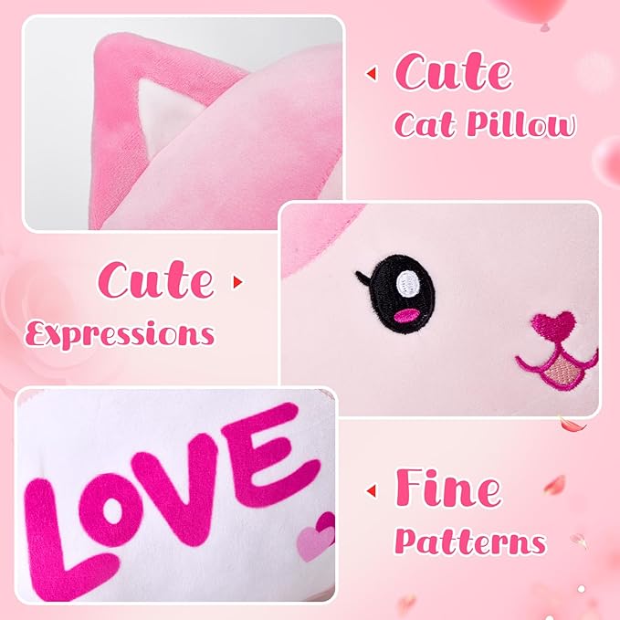 Athoinsu Cat Plush Pillow Soft Squishy Kitty Stuffed Animal Kawaii Toy Gifts for Kids Girls & Boys 13 Inch