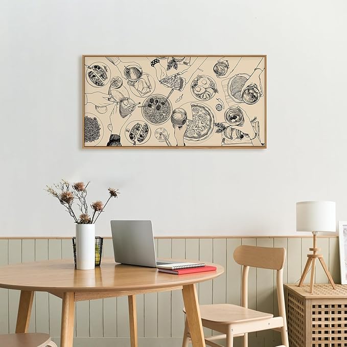 Ausril Food and Drink Framed Canvas Wall Art Set, Modern Cheers Wall Decor, Vintage Cheers Wall Painting, Abstract Friends Party Art Prints for Living Room, Bedroom, Kitchen,Office 20"x40"x1