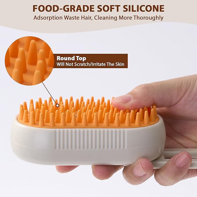 4 in 1 Cat Steam Brush for Shedding, Rechargeable Cat Brush with Steam, Anti-Static Steam Pet Brush, Massage, Cleaning, Shedding & Combing All In One!