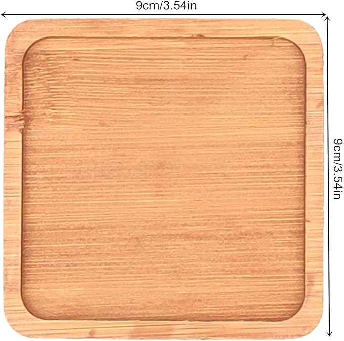 4PCS Mosaic Bamboo Coasters for Crafts, Blank Base Trays, Drinking Cup Coaster, Plant Coaster, Art Plate,DIY Mosaic Supplies (Square)