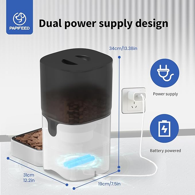 Automatic Cat Feeder with Camera, ‌Adjustable Angle 2.4G WiFi/App Pet Food Dispenser, 6L Timed Dispenser with Two-Way Audio, Auto Pet Feeder with Mat for Cat & Dog, 1-10 Meals Per Day