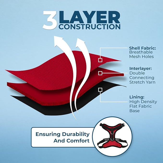 Voyager Step-in Lock Pet Harness - All Weather Mesh, Adjustable Step in Harness for Cats and Dogs by Best Pet Supplies - Red/Black Trim, XS