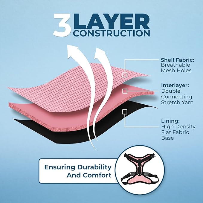 Voyager Step-in Lock Pet Harness - All Weather Mesh, Adjustable Step in Harness for Cats and Dogs by Best Pet Supplies - Pink/Black Trim, XL