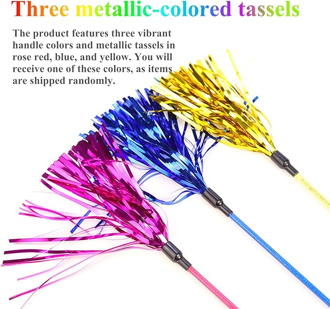 ADUCK Cat Toys Interactive Teaser Wand Toy with Tassels Worms Catcher for Cats Kitten, Random Color (1PC)