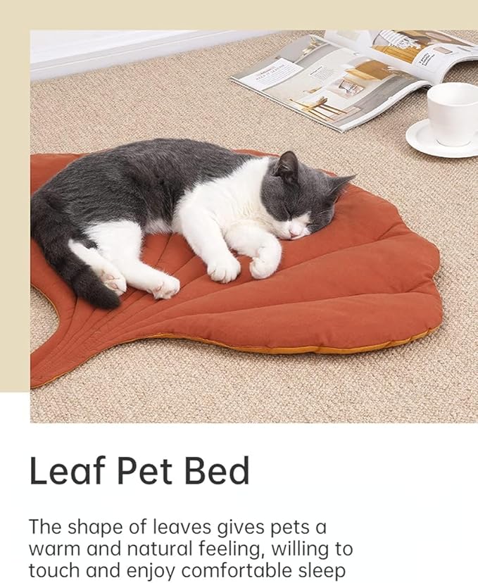 Cat Mattress Leaf Shape Cat Nest Cat and Dog Double-Sided Available Floor Mat Cover Pad Warm and Comfortable Cartoon Cat Bed Indoor Warm Accessories (Heart Leaves)