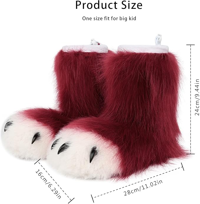 Animal Fuzzy Slippers Bear Cat Wolf Dog Fox Fursuit Feet Paw Claw Shoes Furry Boots Costume Accessories for Adult Kids