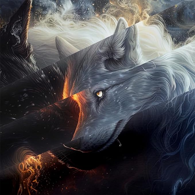 Animal Print Comforter Set Full Wolf Bedding Set for Boys & Kids Soft Lightweight Down Comforter with 2 Pillowcases