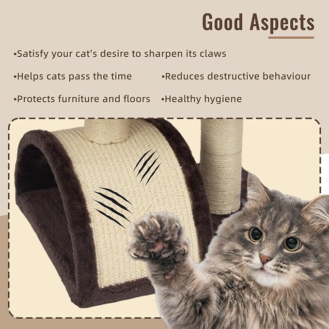 Cat Tree Tower with Cat Scratching Post for Indoor Cats,Activity Centre Climbing Tree Cat Furniture with Playful Toy Balls,Grey