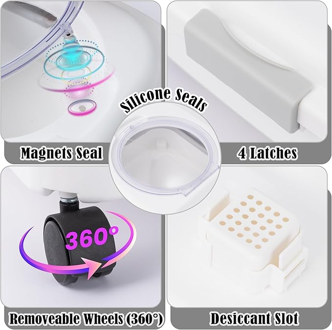 12-45 Lbs Dog Food Storage Container, Collapsible Pet Food Container with Spinner Wheels Scoop and Measuring Cup, Airtight Multifunctional Food Storage Container for Rice Dog Cat Pet Kitchen Dry Food