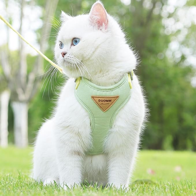Escape-Proof Cat Harness and Leash Set - Adjustable and Comfortable - Ideal for Walking Cat Outdoors - Fits Kittens, Medium, and Large Cats (Green, L)