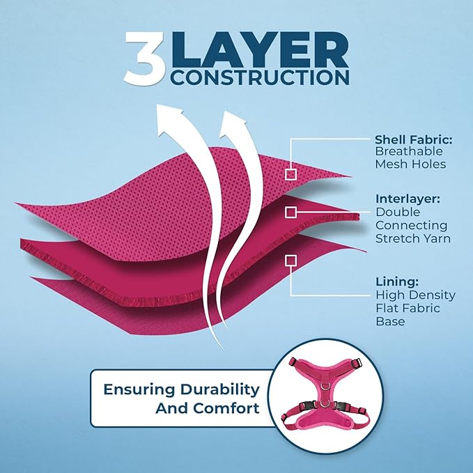 Voyager Step-in Lock Pet Harness - All Weather Mesh, Adjustable Step in Harness for Cats and Dogs by Best Pet Supplies - Fuchsia, S