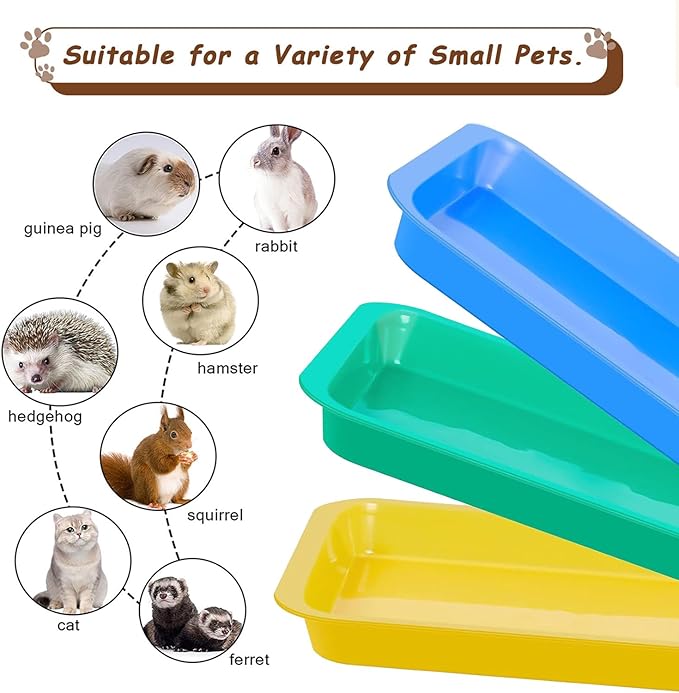 3 Pcs Kitten Litter Box,Plastic Portable Small Litter Pan Low Entry Waterproof Bunny Cat Litter Box,Multi Color Nonstick Litter Tray Travel Toilet for Small Pet Guinea Pig Rabbit