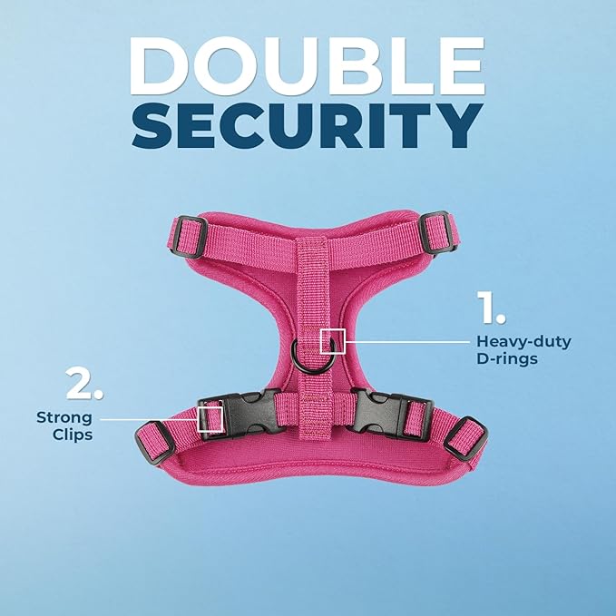 Voyager Escape Proof Cat Harness and Leash Set with Reflective Stitching, Neoprene Handle 5ft - Supports Small, Medium and Large Cats, Kittens for Walking by Best Pet Supplies - Fuchsia, XS