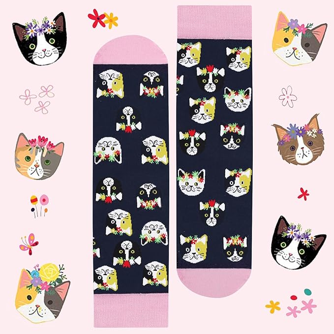 AGRIMONY Funny Cat Dog Socks for Women Teen Girls-Animal Novelty Cute Socks-Mothers Day Cat Dog Mom Gifts Stocking Stuffers