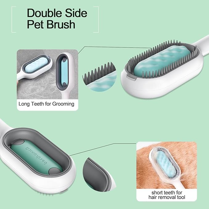 4 in 1 Universal Cat Hair Brush, Tank Version, Indoor Kitten Grooming Massager with Shedding, Pet Fur Remover for Furniture, Self-Cleaning Groomer Comb for Cleaning