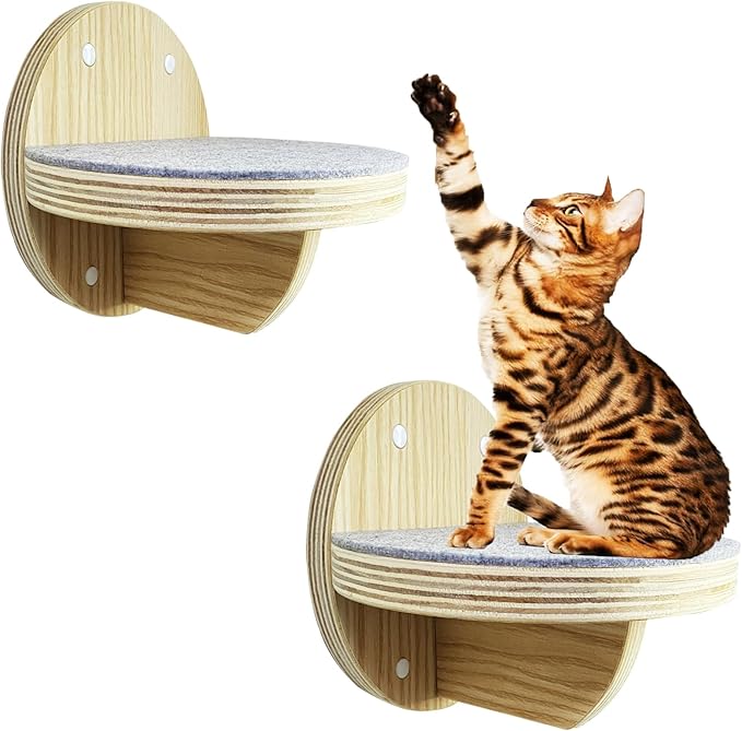 2 PCS Cat Climbing Shelf Wall Mounted,Cat Wall Shelves,Wooden Cat Wall Climbing Steps Cat Wall Ladder Stairs Wall Mounted Cat Climbing Step Cat Wall Shelf Cat Climber for Cats Perch Platform Supplies