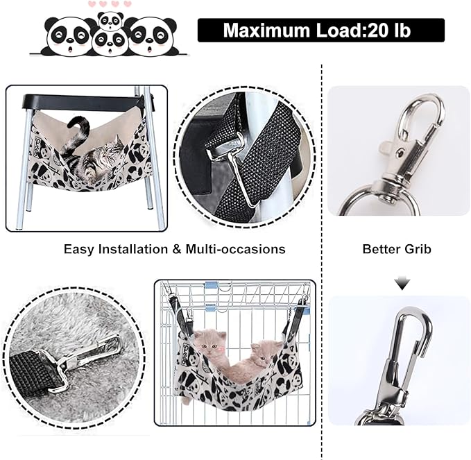 Cat Hammock Bed for Cage - 22x18 inch Adjustable Hanging Cat Bed Reversible Cat hammocks for Indoor Cats, Soft Cat Perch, Sleeping and Resting Sleepy Pad for Kitten Ferret Puppy or Small Pet