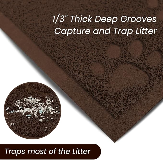 Andalus Small Cat Litter Mat, Pack of 1 - Waterproof, Non-Slip & Easy to Clean Cat Litter Box Mat for Extra Efficient Pet Litter-Trapping, Brown (15.75” X 11.75”)
