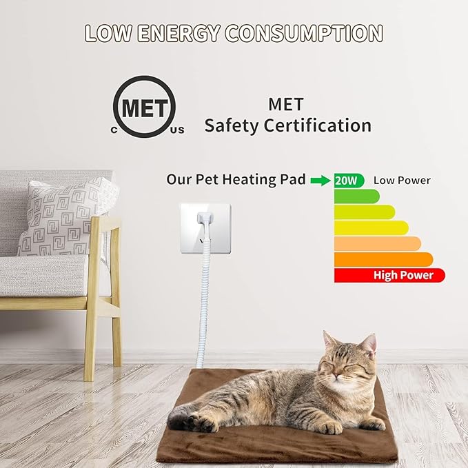 NAMOTEK Pet Heating Pad, Safe Electric Heating Pad for Dogs and Cats Indoor Warming Pad with Auto Constant Temperature 15.7" x 12"