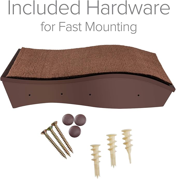 Arf Pets Cat Perch, Wall-Mounted Wooden Shelf for Your Pet, Attractive Curved Wood Ledge Encourages Natural Activity & Fun Exercise for Your Kitty,Sturdy Feline Furniture, Holds Up to 44 Lbs. 2 Pack