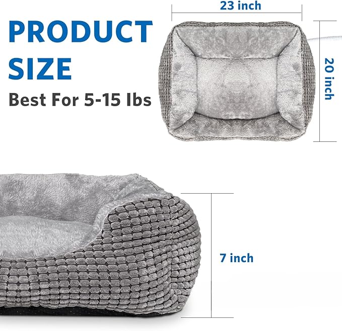 MARUNDA Self Warming Cat Bed,Super Soft Dog Bed Crate Bed Blanket, Self Heating Cat Pad, Thermal Cat and Dog Warming Bed Mat. (Grey, 19.6" X 15.8 ")