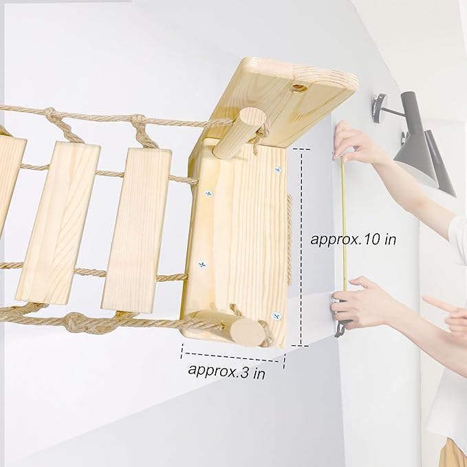 Cat Wall Shelves, Climbing, Wooden Cat Furniture, Cat Shelves and Perches for Wall, Cat Bridge Long for Indoor Cats, Wall Mounted, Playing and Lounging (Length 59in)