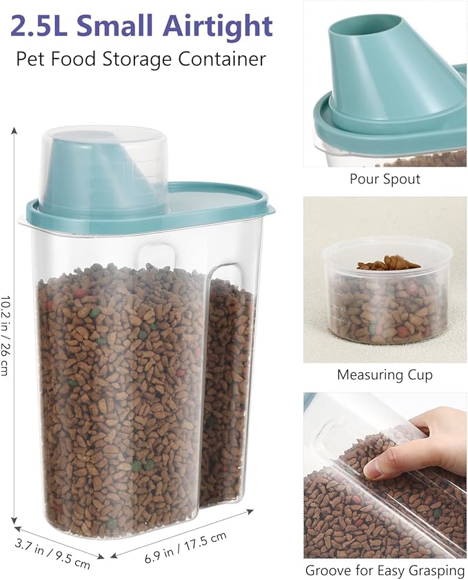 ANVS Dog Food Storage Container - Collapsible Dog Food Container with Airtight Lids, Scoop and 2.5L Small Pet Food Storage Container Dry Food For Dog, Cat and Other Pet Food (Pink, 30 lbs)