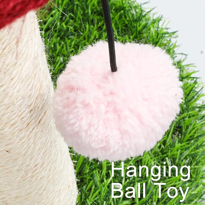 Mushroom Cat Scratching Post, Natural Durable Sisal Scratching Post, Mushroom Scrather Featuring with Sisal Caps Scratch Pole and Interactive Toy Ball, Mushroom Cat Post for Kittens and Small Cats