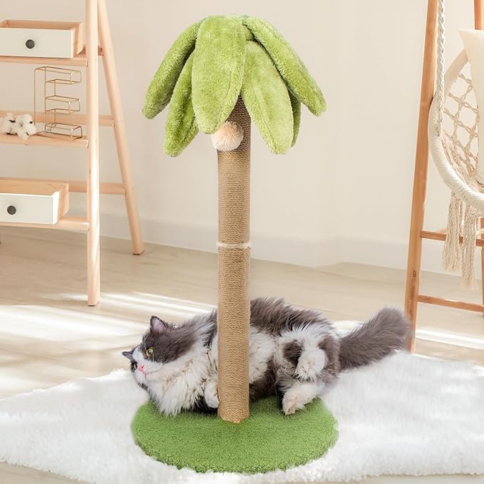 Cat Scratching Post 30.7 inch Tall Cat Tree for Indoor Cats Large Adult Cat Scratching Post with Sisal Rope,Cute Kitten Cat Scratcher in Palm Tree