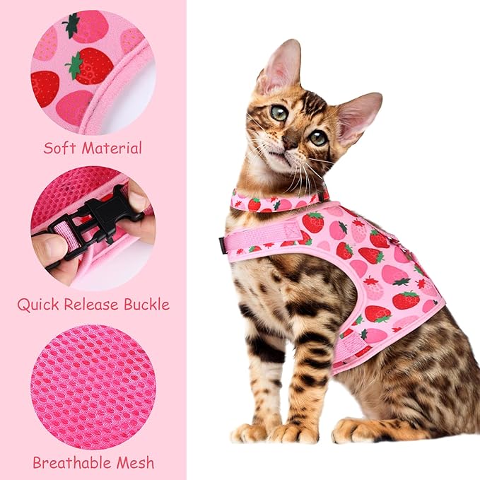 URATOT Cat Harness and Leash Set Cat Vest Harness Pet Leash and Collar Set Pet Harness for Kitties Puppies Small Pets Outdoor Walking, X-Small