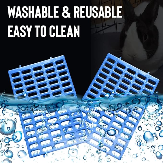 Saguaro Acres Rabbit and Small Animal Cage Resting Mat for Wire Floored Cages - Pack of 6 (Pink and Blue)