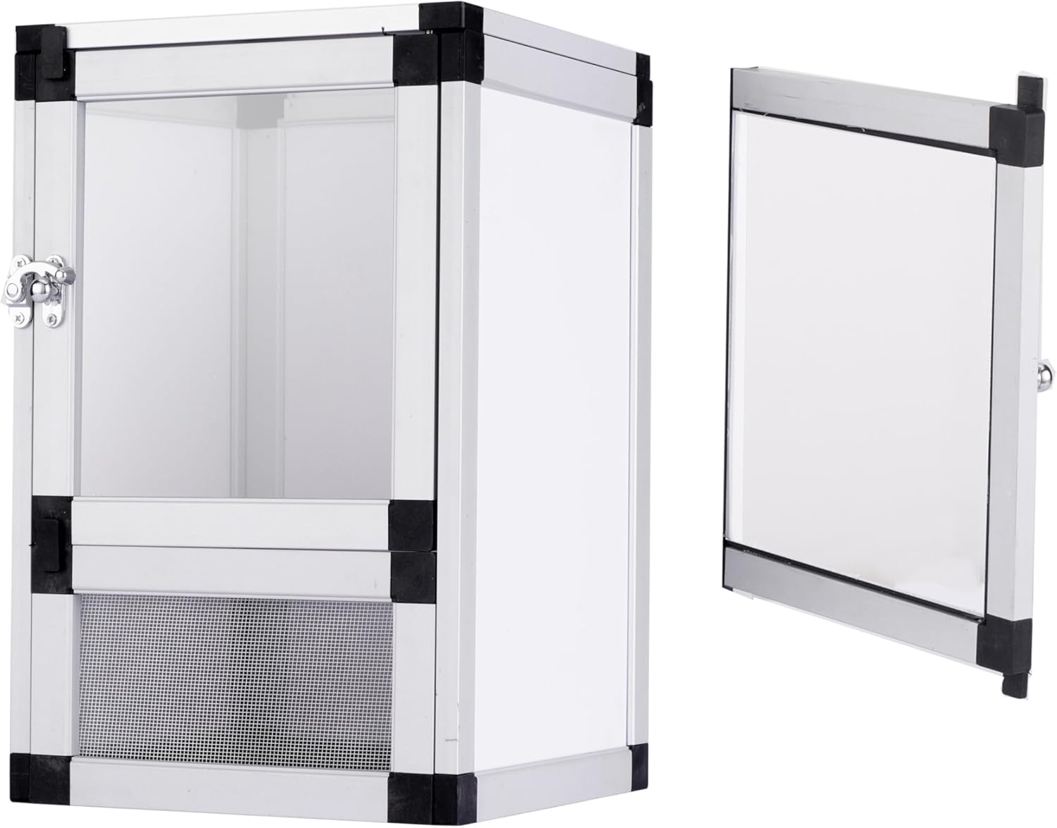 8" x 8" x 12" Bright White Reptile Cage, Rainforest Habitat with Acrylic Door, Ventilated Terrarium for Geckos, Frogs, Snakes, Easy Assembly