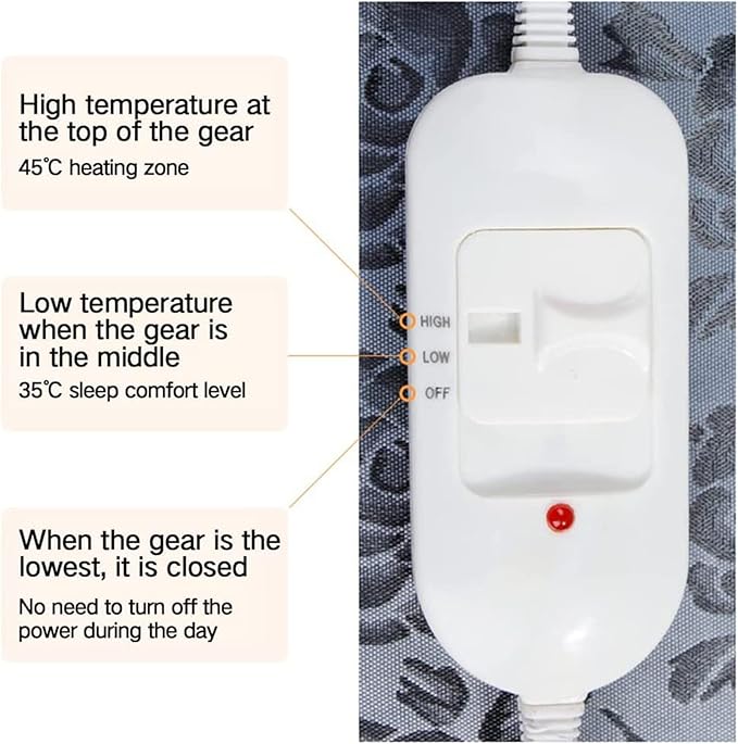 Pet Heating Pad with 3 Adjustable Temperature, Dog Cat Heating Pad with Chew Resistant Cord, Indoor Heated Mat for Dog House, Warming Heater Bed Pad for Outdoor Cat House, Waterproof, 17.7x17.7inch