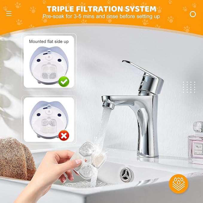 16 Pack Pet Fountain Filters for Catit PIXI Cat Drinking Fountain, Replacement Triple Action Water Filter with Ion-exchange Resin & Activated Carbon