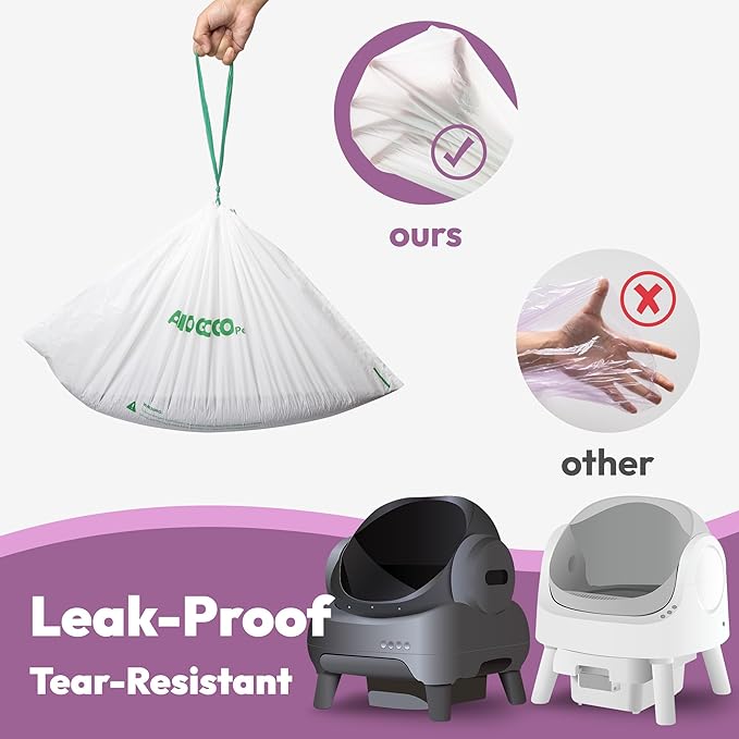 120 Pack Litter Bags Compatible with Neakasa M1, Compatible with PetPivot Open-Top Self-Cleaning Cat Litter Box, Replaced Waste Bags, Automatic Litter Box Liner with Drawstring, 27" x 13"