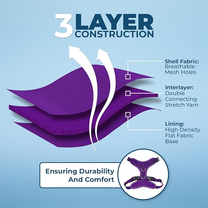 Voyager Step-in Lock Pet Harness - All Weather Mesh, Adjustable Step in Harness for Cats and Dogs by Best Pet Supplies - Purple, XL