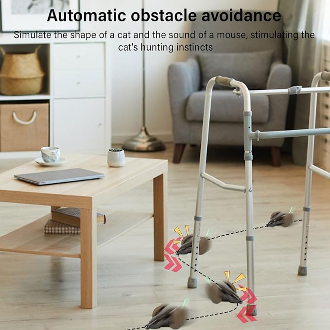 Automatic Cat Mouse Toy,Interactive Cat Toys for Indoor Cats,Smart Sensing Moving Electric Cat Toys,Kitten Toys,USB Rechargeable