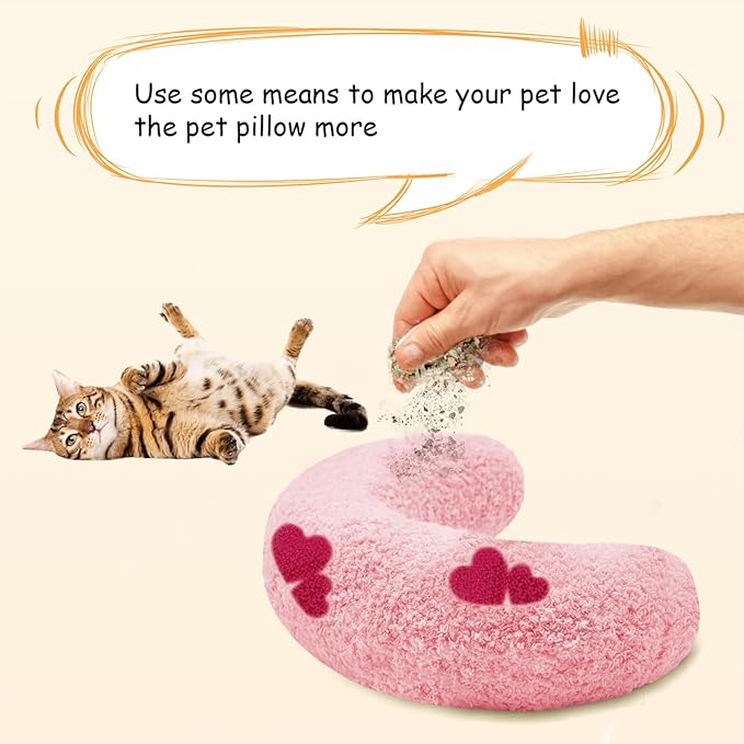 ucho Cats Kitten Pillow Cat Nap Plush, Kitty Purr Soothing Plush Cat Toy,Soft Fluffy Warming Pillow, Pet Calming Toy for Joint Relief Sleeping Improve (Pink)