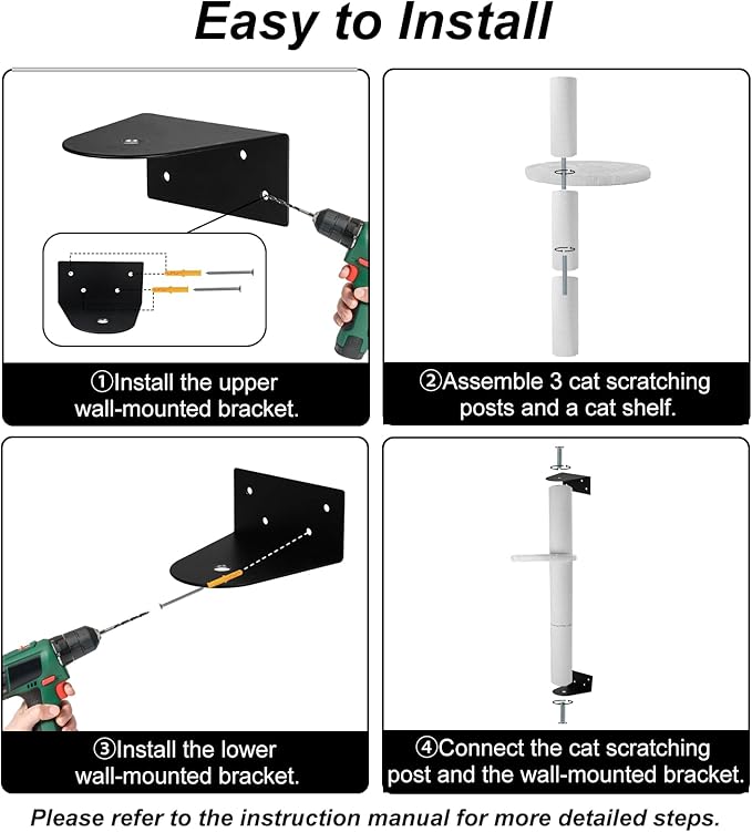 Cat Wall Scratcher, 36.2 Inch Tall Cat Scratching Post for Indoor Cats Adults & Kitten, Durable Sisal Cat Scratch Post with Cat Wall Shelves, 4.1 Inch Large Diameter Sturdy Cat Pole