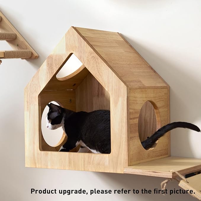 FUKUMARU Cat Bed Wall Mounted, Wooden Cat Furniture, Cat's House, Cats Perch, Cat Tree, Cat Shelves (Birch Plywood)