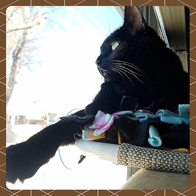 Cat Window Perch, Cozy Cat Window Hammock for Sunbathing Experience, Give Your Cat The Best Seat in The House with a Cat Window Bed - The Best Cat Perch for Your Furry Friend (L, Black)